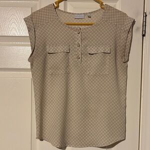 New York & Company Beige Geometric Blouse